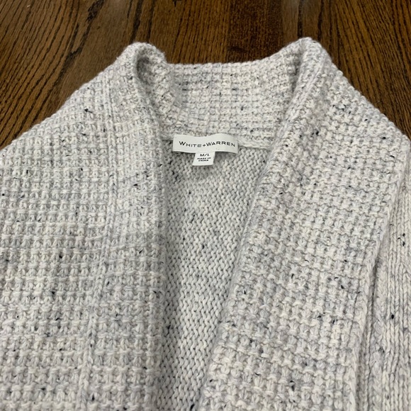 New White + Warren Oversized Sweater Cardigan Light Gray Women’s M/L - Picture 4 of 7